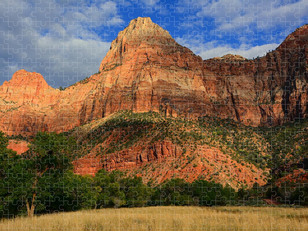 Red Cliffs Of Zion Jigsaw Puzzle featuring the photograph Red Cliffs of Zion by Raymond Salani III