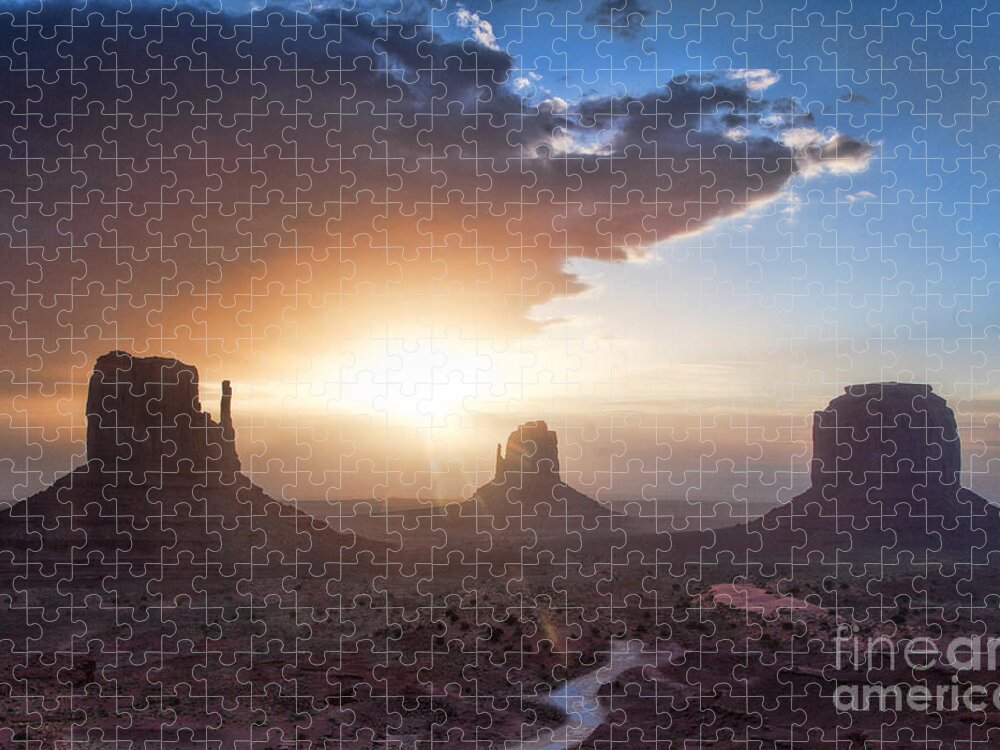 Monument Valley Print Jigsaw Puzzle featuring the photograph Red Dirt Dawning by Jim Garrison