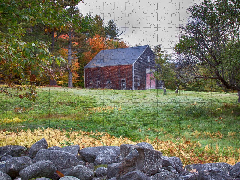 Chocorua Fall Colors Jigsaw Puzzle featuring the photograph Red door barn by Jeff Folger