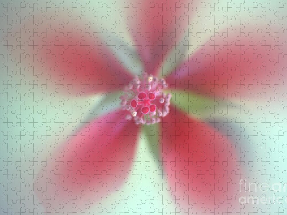 Abstract Jigsaw Puzzle featuring the photograph Red Macro Floral Art by Ella Kaye Dickey