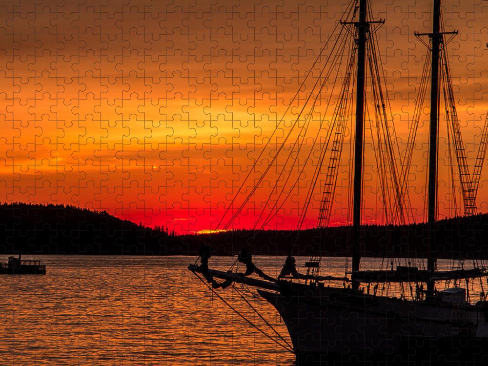 Steven Bateson Jigsaw Puzzle featuring the photograph Red Maine Sunrise by Steven Bateson