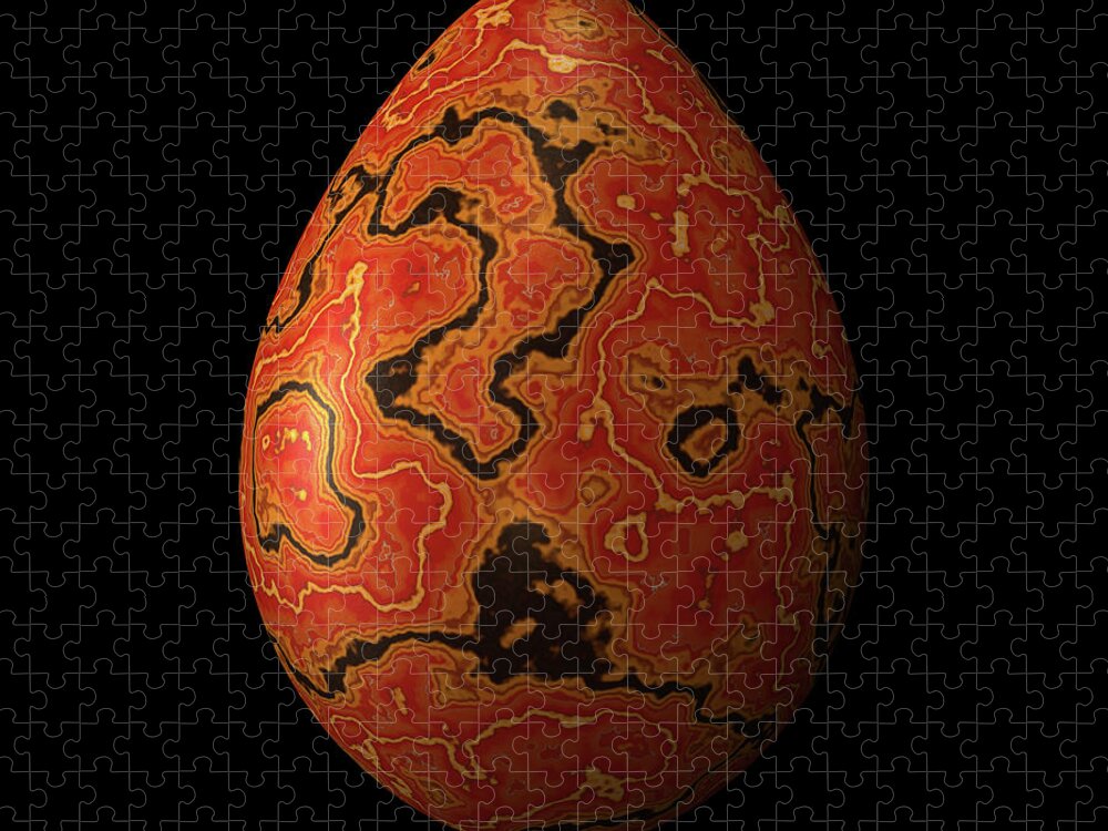 Series Jigsaw Puzzle featuring the digital art Red Marbled Easter Egg by Hakon Soreide