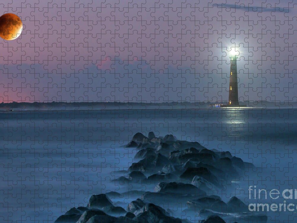 Full Moon Jigsaw Puzzle featuring the photograph Red Moon Rising by Dale Powell