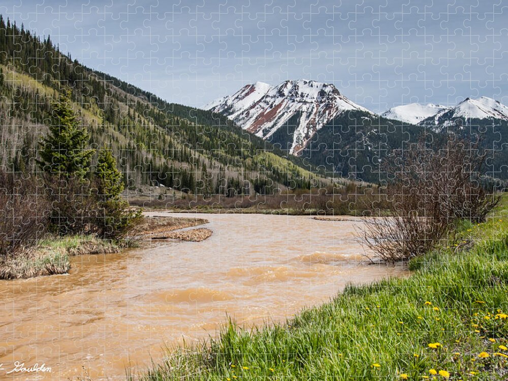 Beauty In Nature Jigsaw Puzzle featuring the photograph Red Mountain and Red Mountain Creek by Jeff Goulden