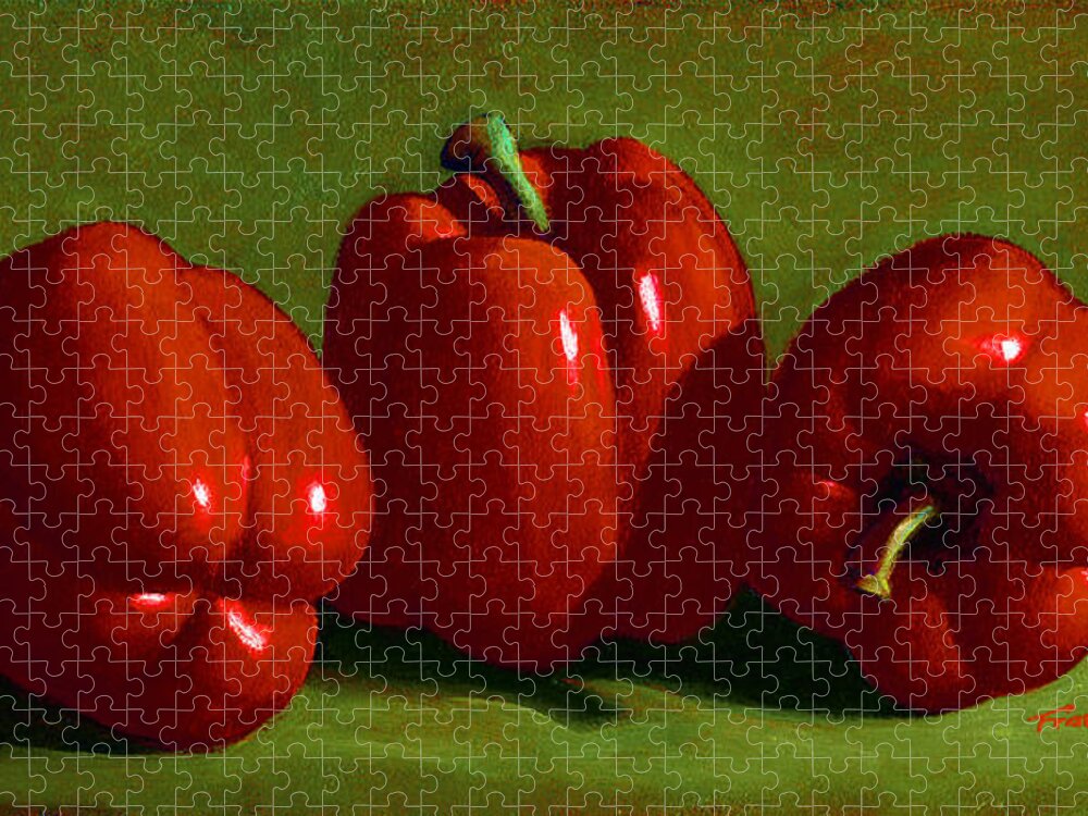 Red Peppers Jigsaw Puzzle featuring the painting Red Peppers by Frank Wilson