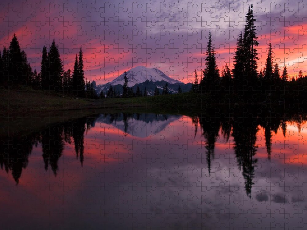 Rainier Jigsaw Puzzle featuring the photograph Red Sky at Night by Michael Dawson