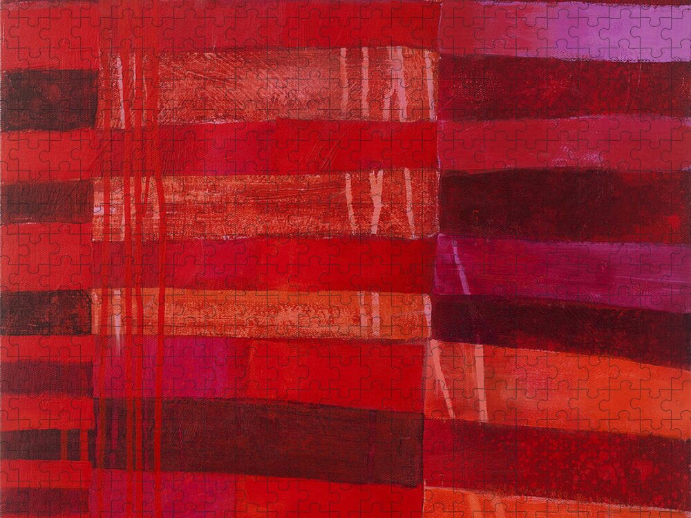 Abstract Art Jigsaw Puzzle featuring the painting Red Stripes 2 by Jane Davies