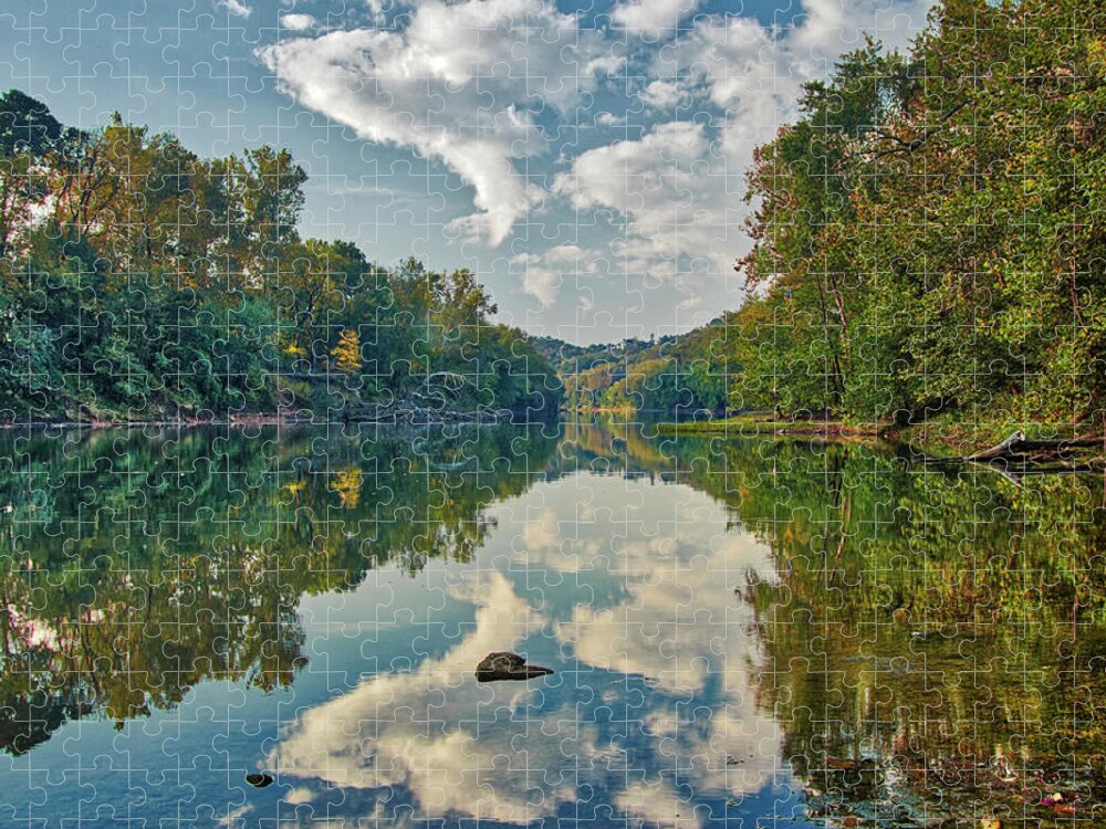 Missouri Jigsaw Puzzle featuring the photograph Reflections on the Meramec by Harold Rau