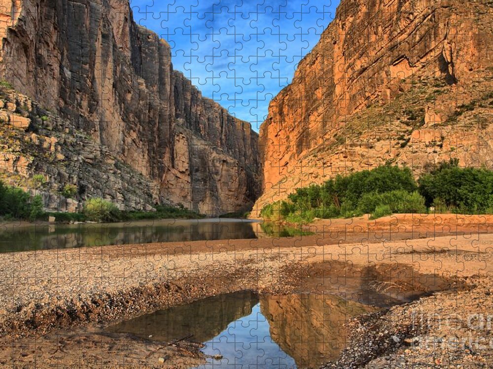 Santa Elena Canyon Jigsaw Puzzle featuring the photograph Refletions In Terlingua Creek by Adam Jewell