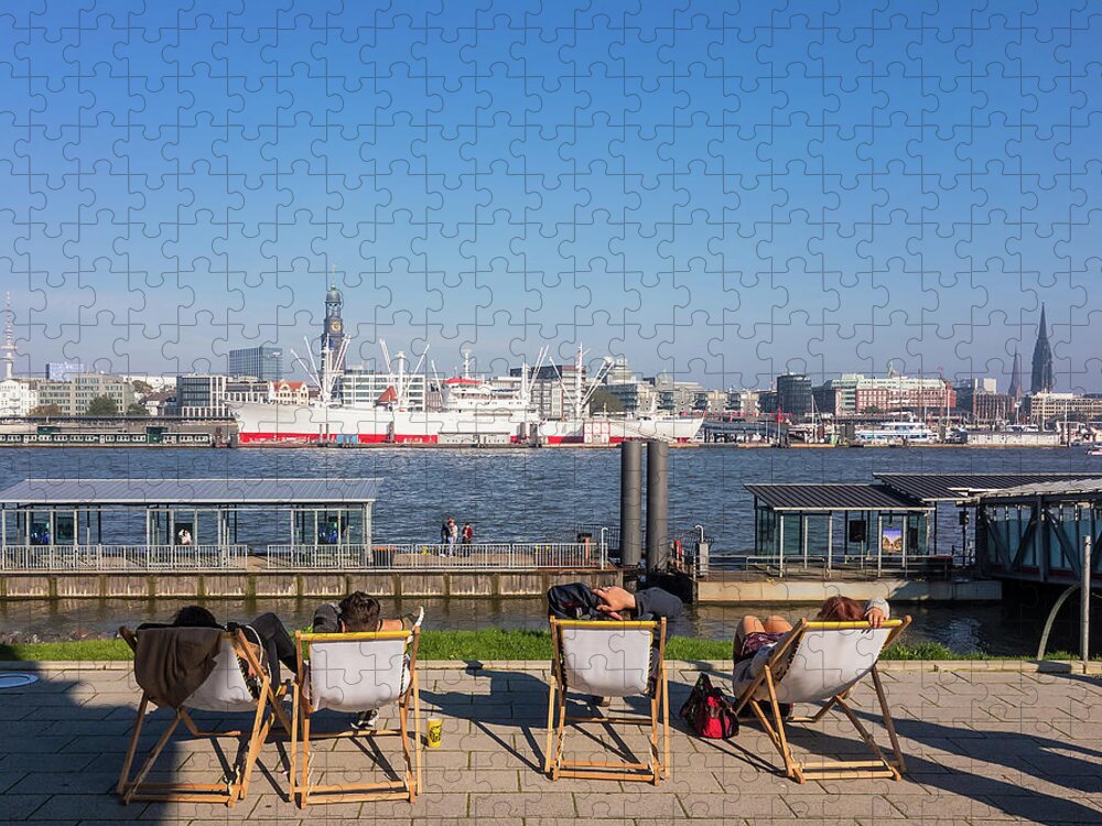 Relax On The Elbe By Marina Usmanskaya Jigsaw Puzzle featuring the photograph Relax on the Elbe by Marina Usmanskaya