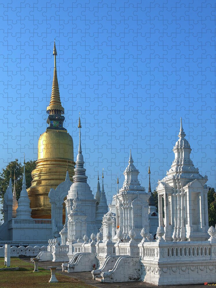 Scenic Jigsaw Puzzle featuring the photograph Wat Suan Dok Reliquaries of Northern Thai Royalty DTHCM0947 by Gerry Gantt
