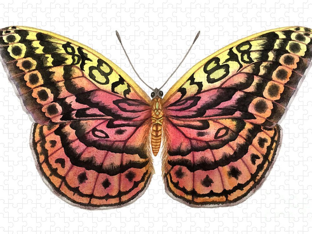 Butterfly Puzzle featuring the painting Resplendent Forester Butterfly by Lucy Arnold