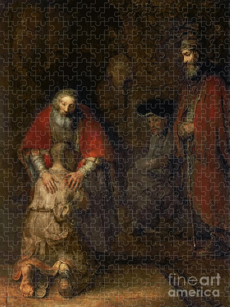 Return Jigsaw Puzzle featuring the painting Return of the Prodigal Son by Rembrandt Harmenszoon van Rijn