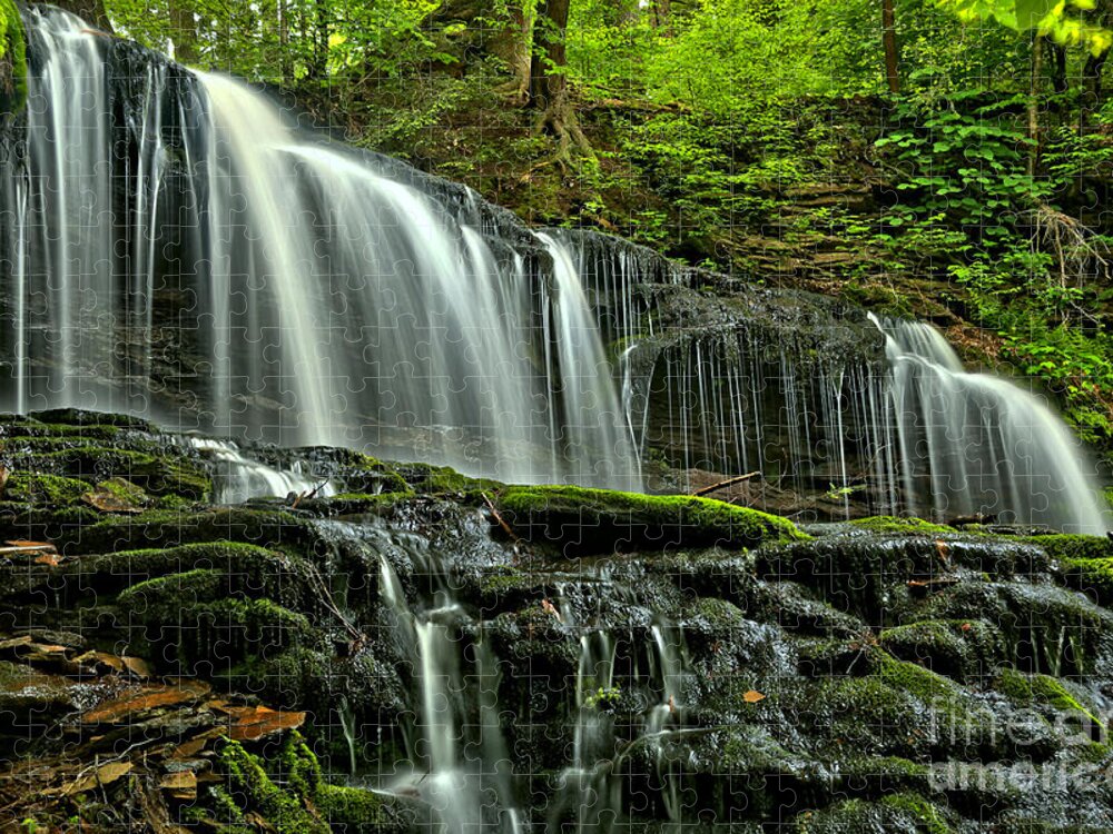 Mohowak Falls Jigsaw Puzzle featuring the photograph Ricketts Glen Mohwak Streams by Adam Jewell