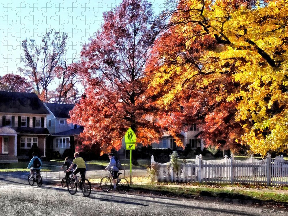 Bicycles Jigsaw Puzzle featuring the photograph Riding Home From School by Susan Savad