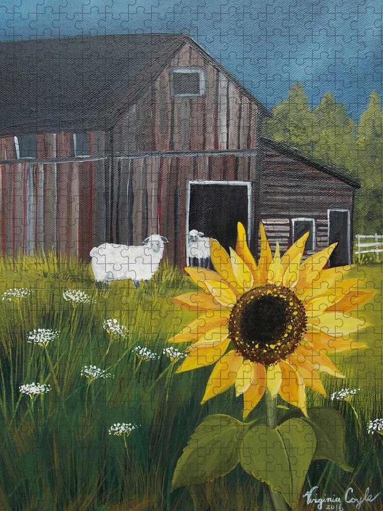 Farm Jigsaw Puzzle featuring the painting Rise and Shine by Virginia Coyle