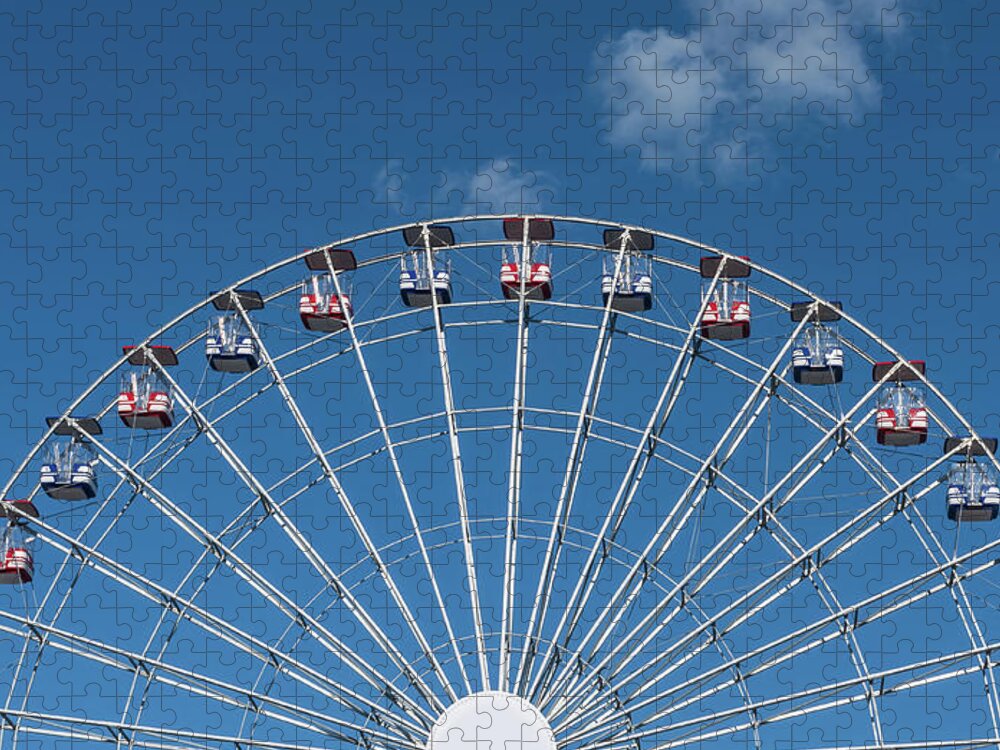 Terry D Photography Jigsaw Puzzle featuring the photograph Rise Up Ferris Wheel In The Clouds Seaside NJ by Terry DeLuco