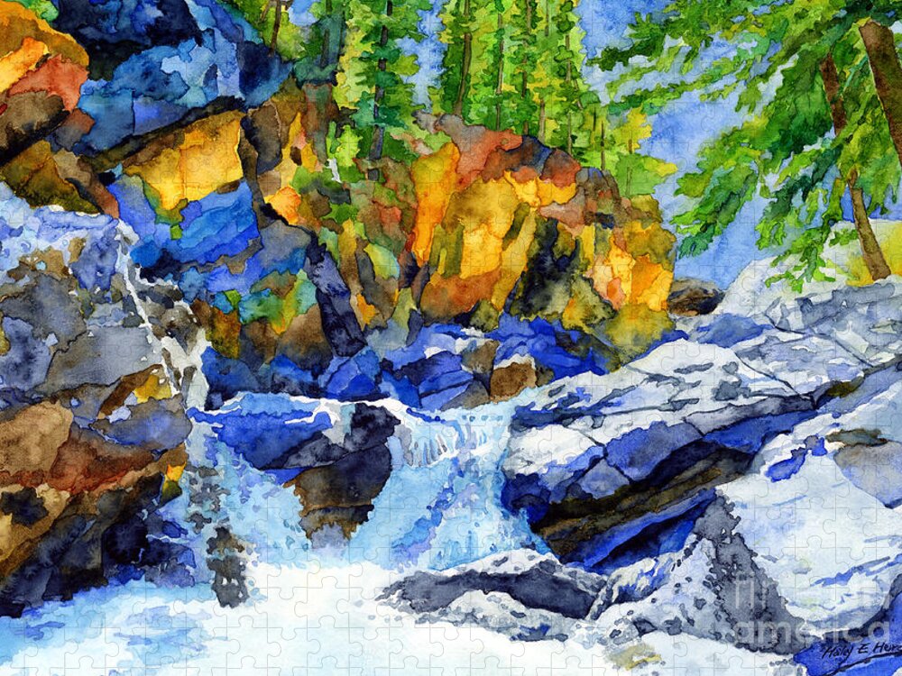 River Jigsaw Puzzle featuring the painting River Pool by Hailey E Herrera