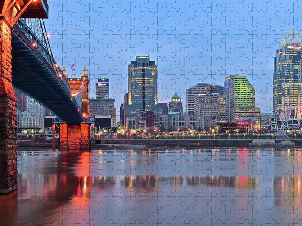 Cincinnati Jigsaw Puzzle featuring the photograph Riverfront View of Cincinnati by Frozen in Time Fine Art Photography