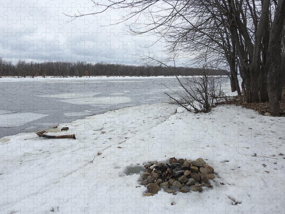 Winter Jigsaw Puzzle featuring the photograph Riverside Fire Pit by Betty-Anne McDonald