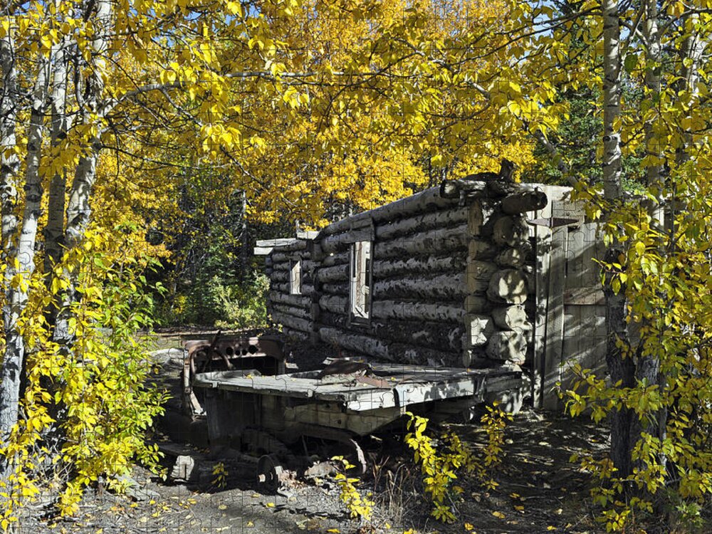 Log Building Jigsaw Puzzle featuring the photograph Road Trip to Autumns Past by Cathy Mahnke