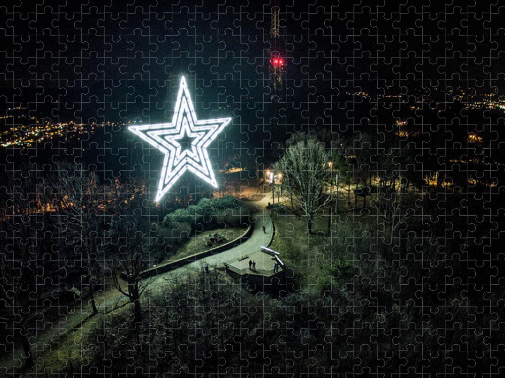 Roanoke Jigsaw Puzzle featuring the photograph Roanoke Star 1 by Star City SkyCams