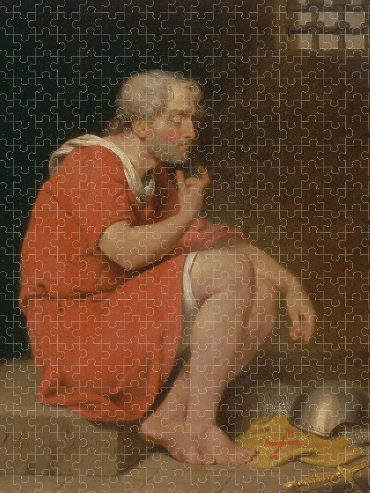 19th Century Art Jigsaw Puzzle featuring the painting Robert, Duke of Normandy, in Prison by John Downman