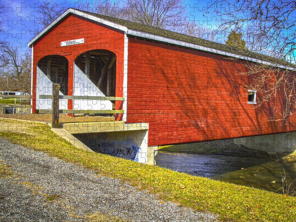 Ohio Jigsaw Puzzle featuring the photograph Roberts Covered Bridge by Jack R Perry