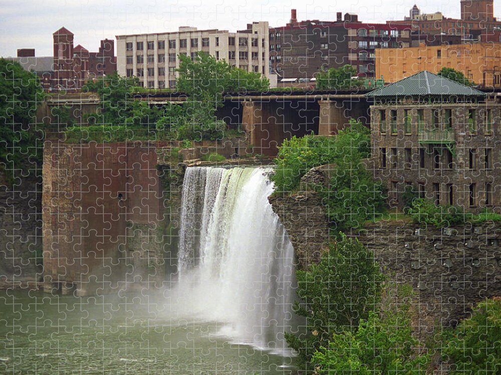 America Jigsaw Puzzle featuring the photograph Rochester, New York - High Falls 2 by Frank Romeo