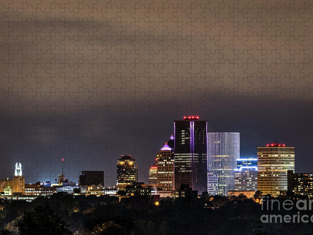 City Jigsaw Puzzle featuring the photograph Rochester, NY Lit by Joann Long