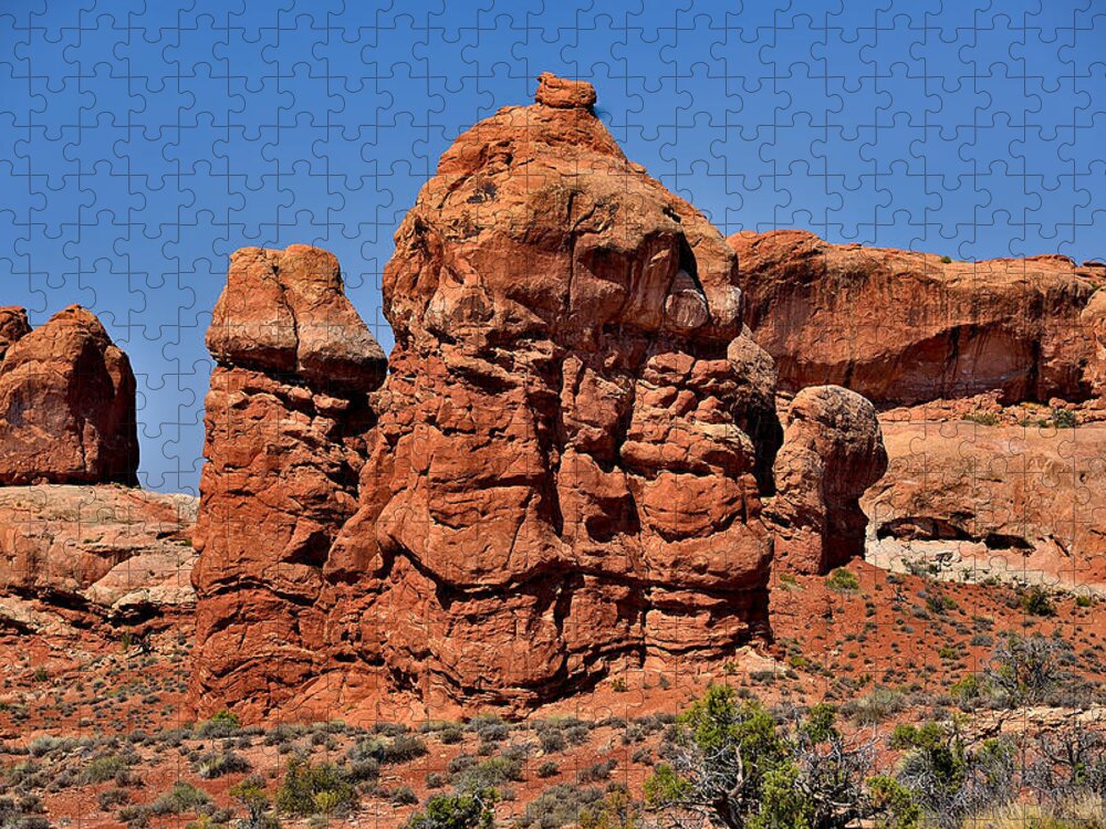 Arches Jigsaw Puzzle featuring the photograph Rock Pinnacles by Richard J Cassato