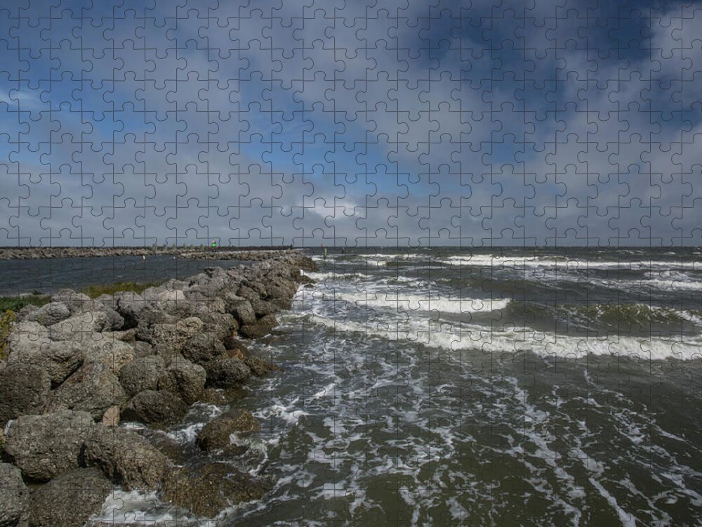 Rocks Jigsaw Puzzle featuring the photograph Rock Shore Horizon by Paula OMalley