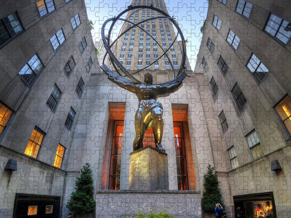 Art Jigsaw Puzzle featuring the photograph Rockefeller Centre Atlas - NYC - Vertorama by Yhun Suarez