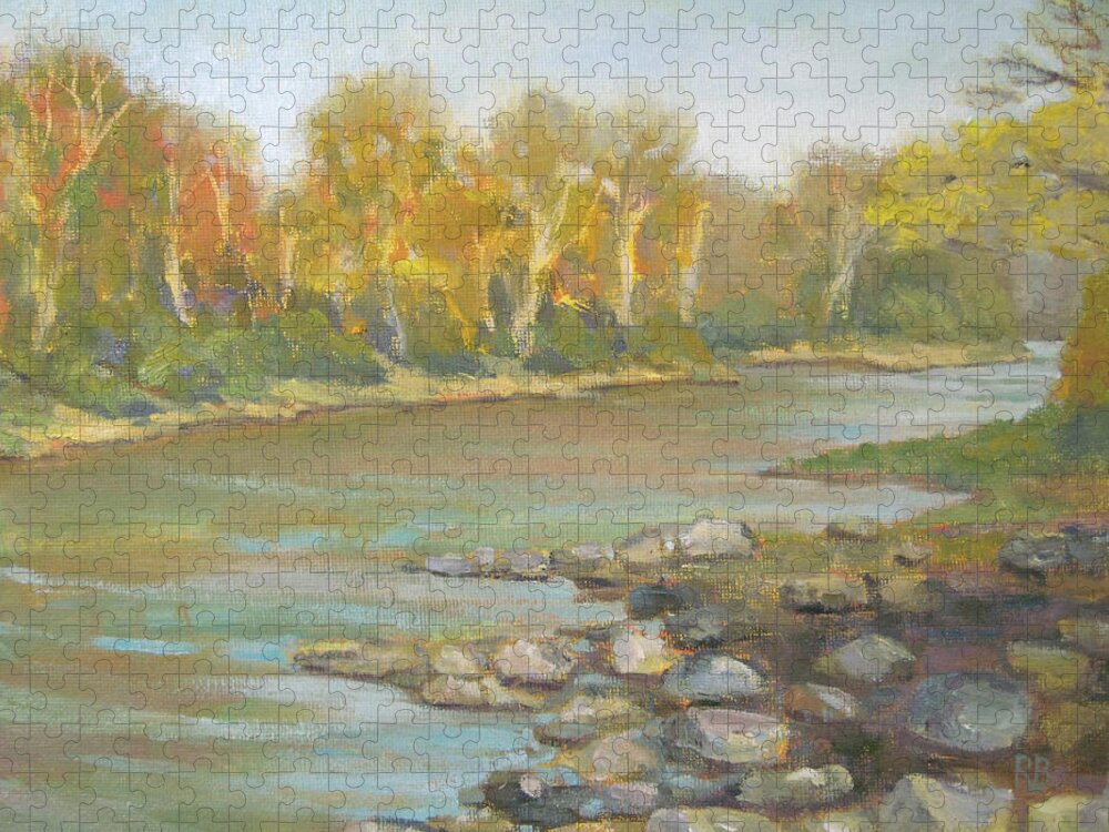 River Jigsaw Puzzle featuring the painting Rocking the Shore by Robie Benve