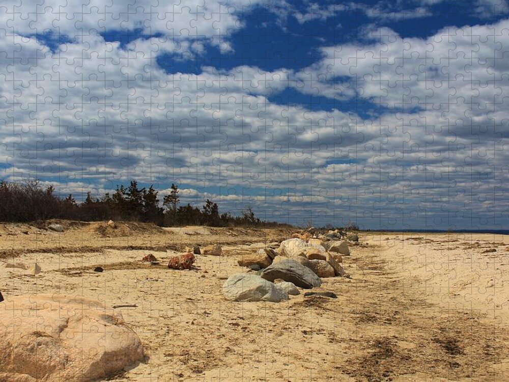 Long Island Jigsaw Puzzle featuring the photograph Clouds and Rocks by Karen Silvestri