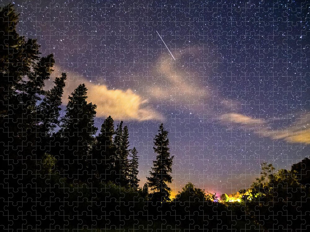 Night Jigsaw Puzzle featuring the photograph Rocky Mountain Falling Star by James BO Insogna