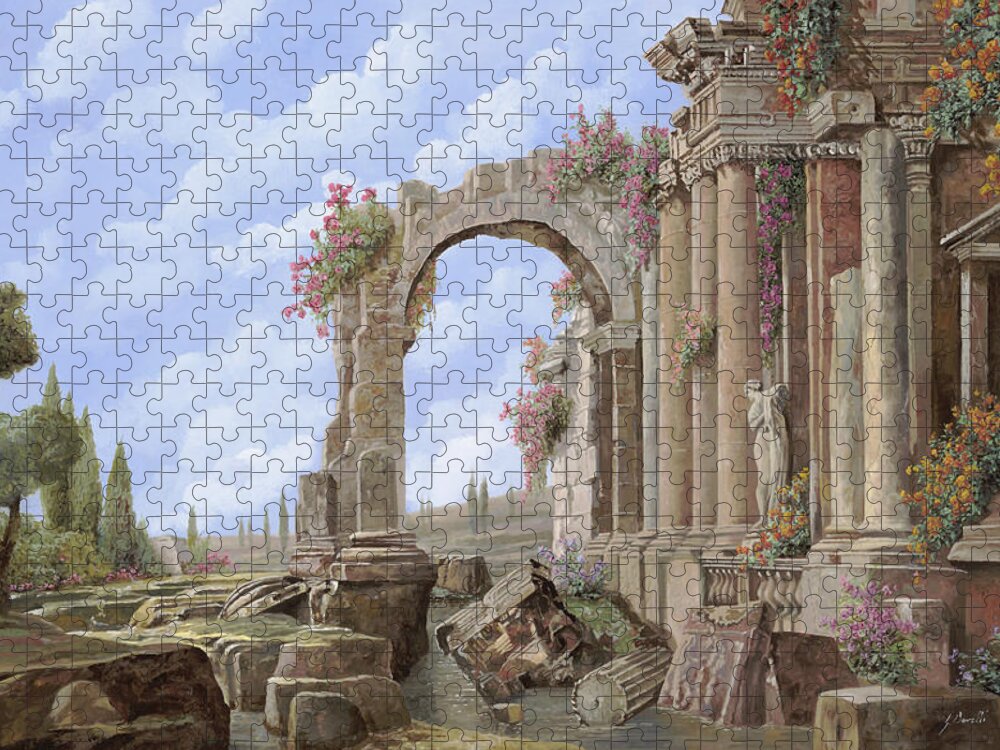 Arch Jigsaw Puzzle featuring the painting Roman ruins by Guido Borelli