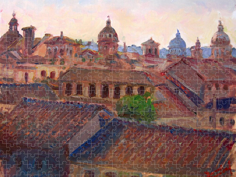 Rome Jigsaw Puzzle featuring the painting Rome seen from Campidoglio by Ylli Haruni