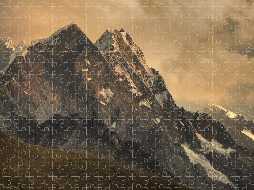 00498195 Jigsaw Puzzle featuring the photograph Rondoy Peak 5870m At Sunset by Colin Monteath