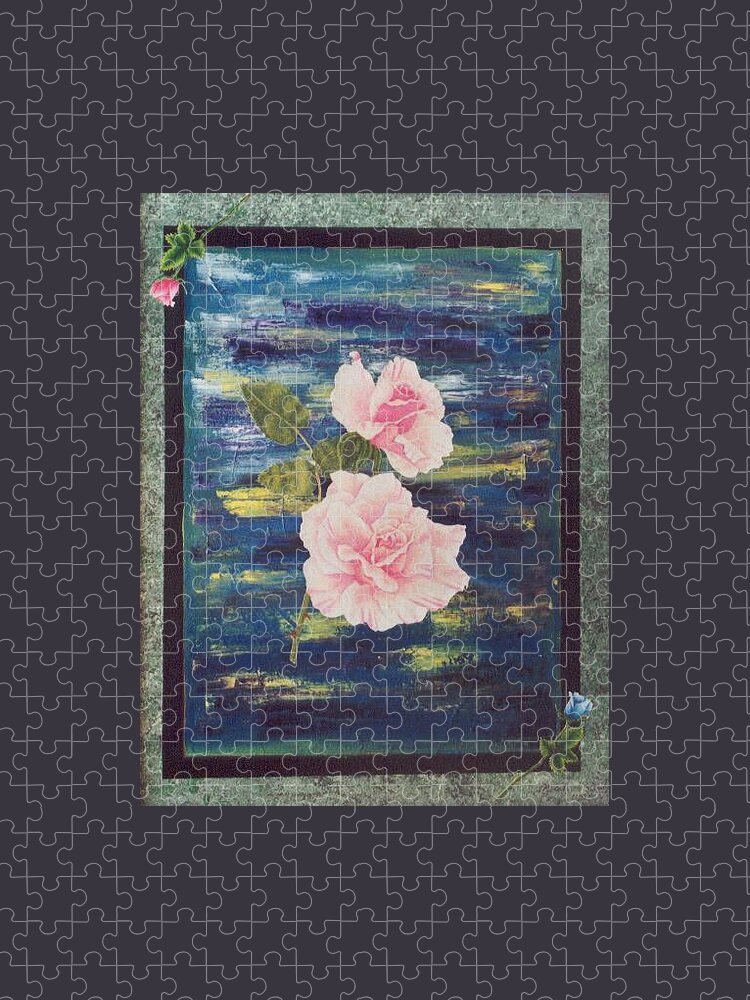Rose Jigsaw Puzzle featuring the painting Roses by Micah Guenther