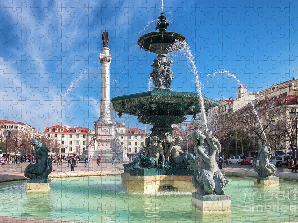 Lisbon Jigsaw Puzzle featuring the photograph Rossio Square, Lisbon, Portugal by Philip Preston