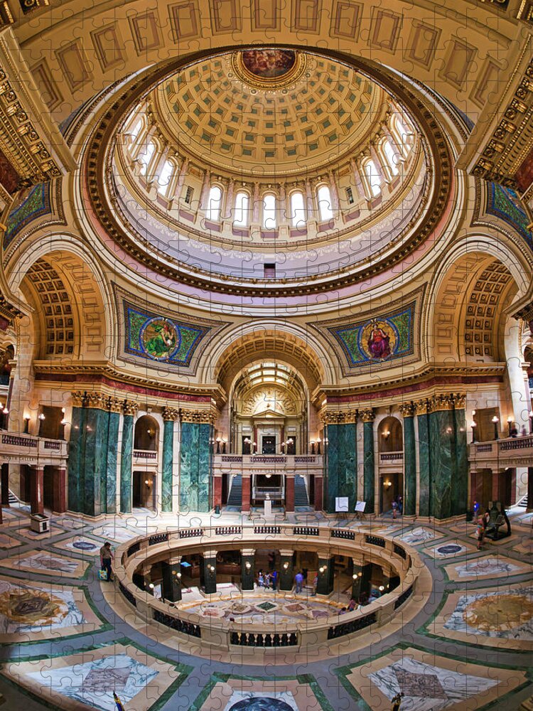 Madison Jigsaw Puzzle featuring the photograph Rotunda - Capitol - Madison - Wisconsin by Steven Ralser