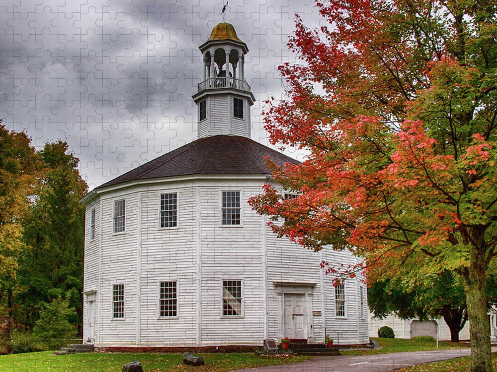 Richmond Round Church Jigsaw Puzzle featuring the photograph Round church in Vermont by Jeff Folger
