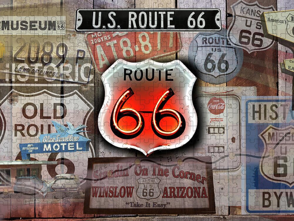 America's Mainstreet Jigsaw Puzzle featuring the photograph Route 66 Americas Main Street by Jeff Folger