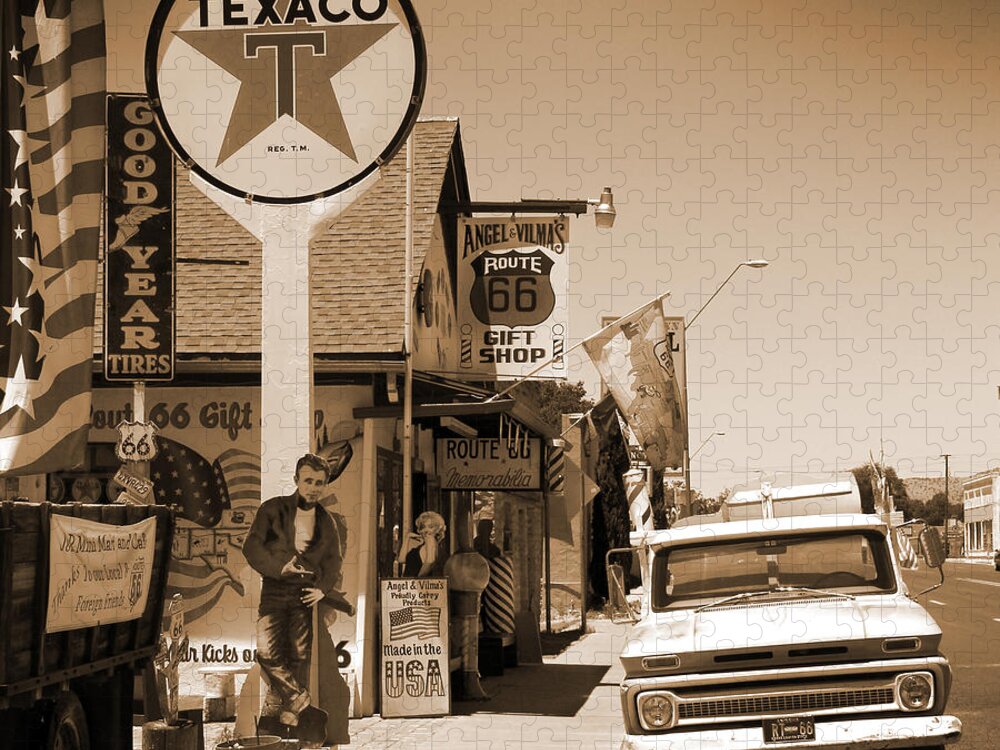 Big Star Sign Jigsaw Puzzle featuring the photograph Route 66 - Angel and Vilma's by Mike McGlothlen