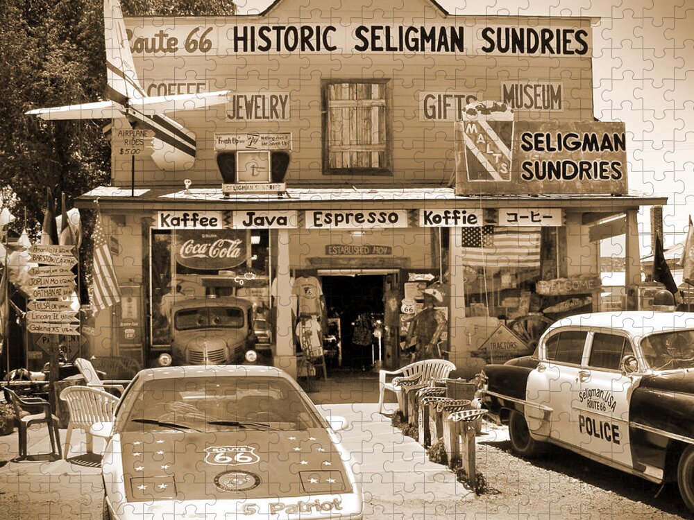 Plane Jigsaw Puzzle featuring the photograph Route 66 - Historic Sundries by Mike McGlothlen