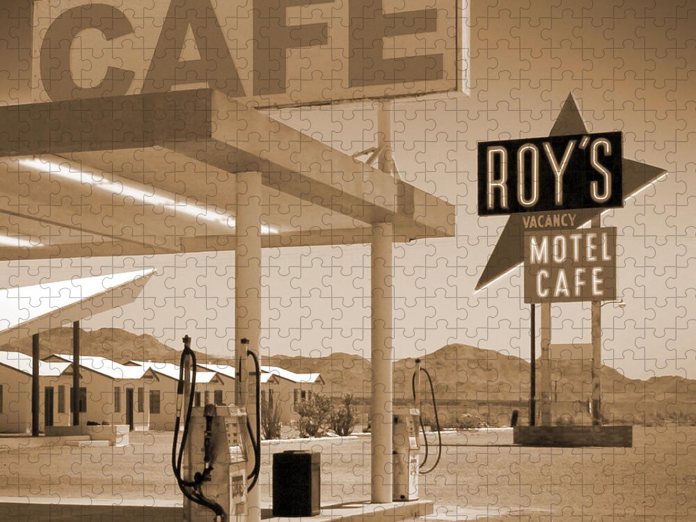 Roy's Motel Jigsaw Puzzle featuring the photograph Route 66 - Roy's Motel by Mike McGlothlen