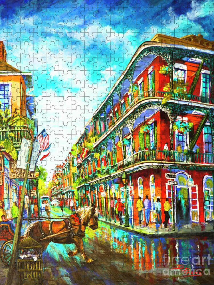 New Orleans Art Jigsaw Puzzle featuring the painting Royal Carriage - New Orleans French Quarter by Dianne Parks