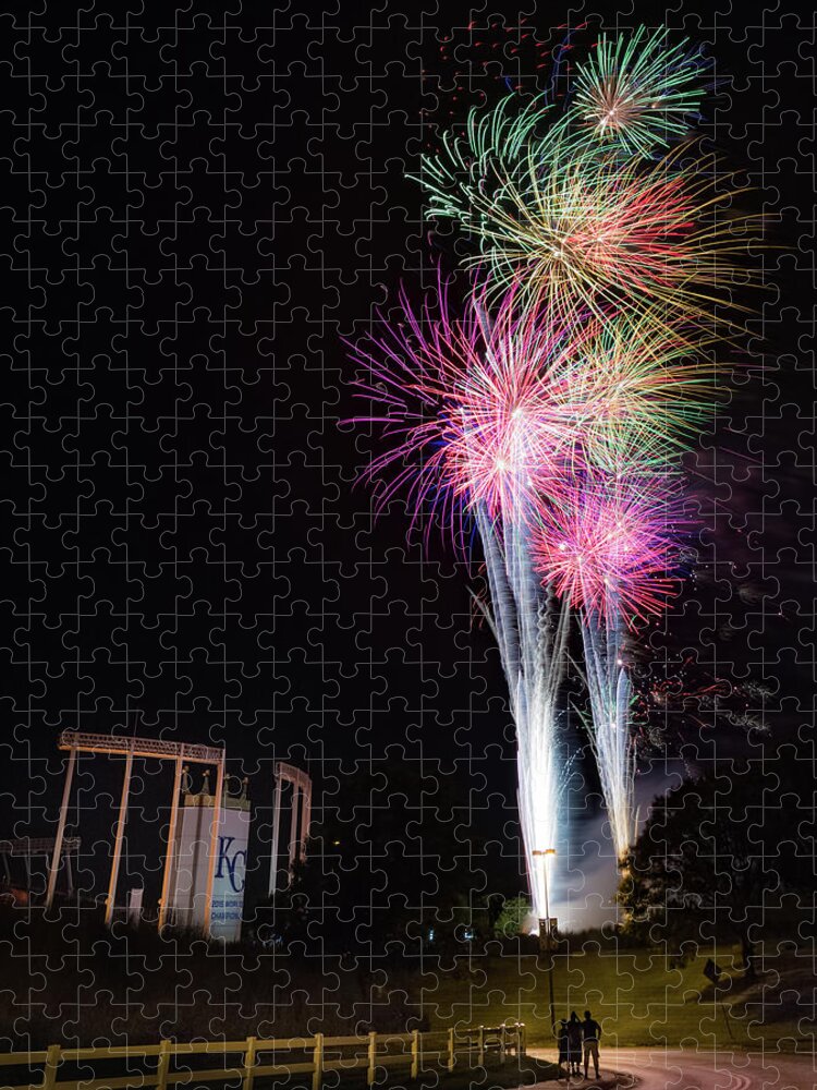 Kansas City Royals Jigsaw Puzzle featuring the photograph Royal Fireworks by Joe Kopp