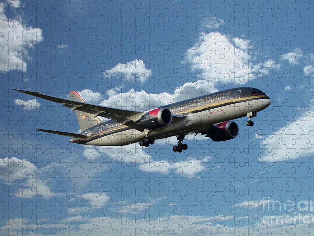 Boeing 787 Jigsaw Puzzle featuring the digital art Royal Jordanian 787 JY-BAF by Airpower Art